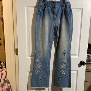 Together Women's Blue Boot Cut Jeans with Distressed Details